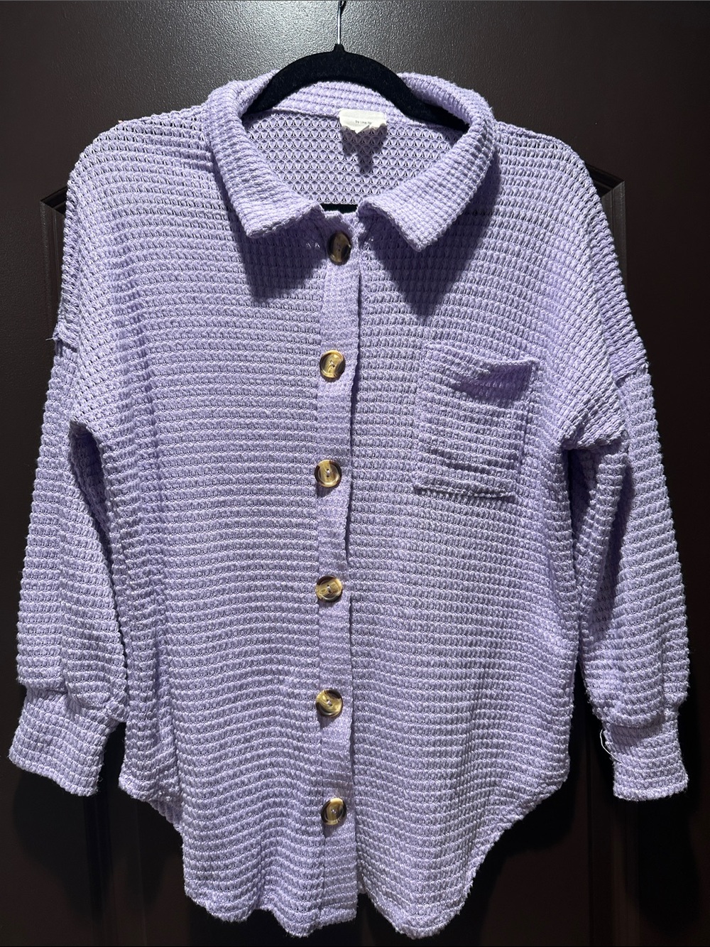 1.4.3. Story by Line Up Lavender Waffle-Knit Button Cardigan